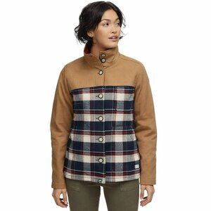 Kavu Womens Highlands Plaid Jacket M Cotton/Polyester Button-Up Tan/Red/Blue